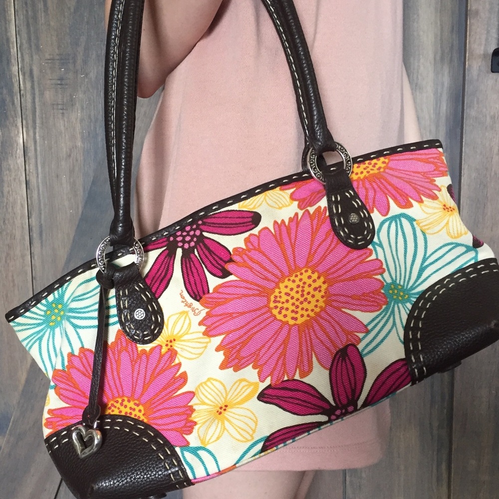 Brighton Floral Canvas and Leather Shoulder Bag